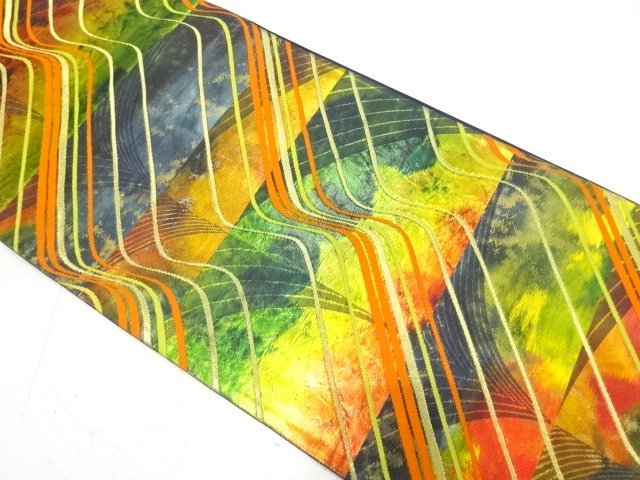 JAPANESE FUKURO OBI / WOVEN WAVY DIAGONAL STRIPE